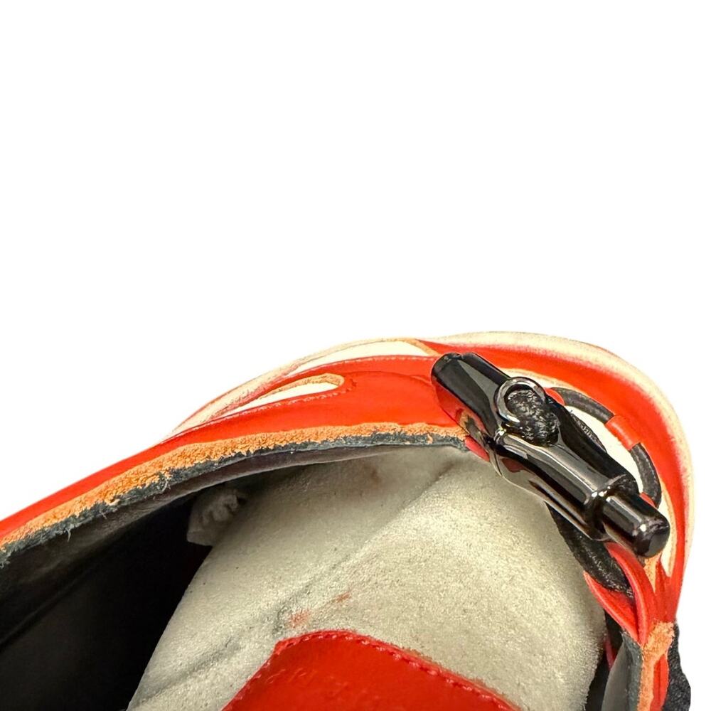 Longchamp Orange Red Tan Leather & Suede Sneakers - Picture 7 of 11